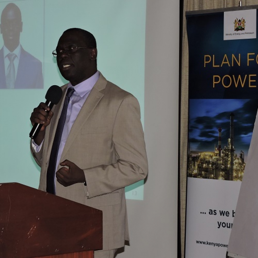 Ag.MD & CEO Jared Othieno makes his remarks at a Management Strategic Planning Retreat in Naivasha.